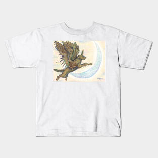 Winged Steampunk Wolf Kids T-Shirt